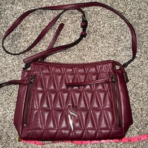 Simply Vera Vera Wang Burgundy Crossbody Bag with Silver Accent